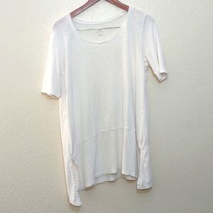 SLIGHTLY USED J. JILL PIMA DIPPED HEM TUNIC SIZE L COLOR WHITE 100% PIMA COTTON